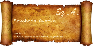 Szvoboda Avarka névjegykártya